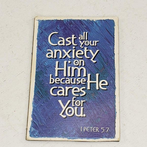1 Peter 5:7 Cast All Your Anxiety Magnet Kitchen Fridge Vintage Bible Verse - Picture 1 of 2
